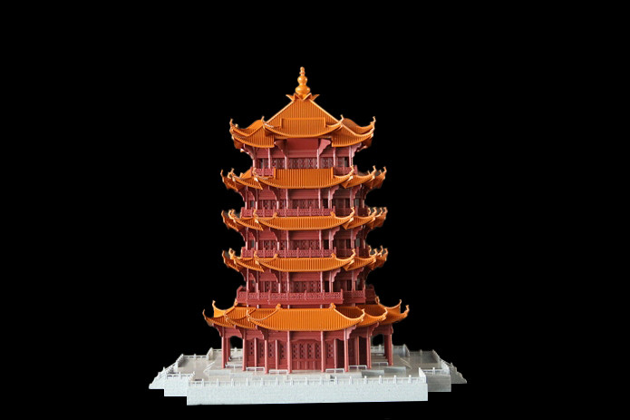 上色后的黄鹤楼模型
